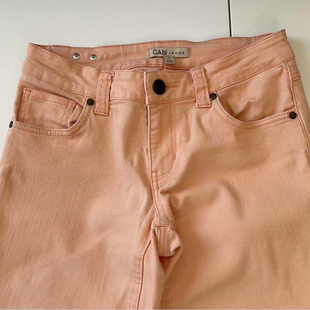 CAbi Bree Creamsicle Peach Crop Capri Stretch Denim Jeans Style# 329 Size 2 - Picture 5 of 14